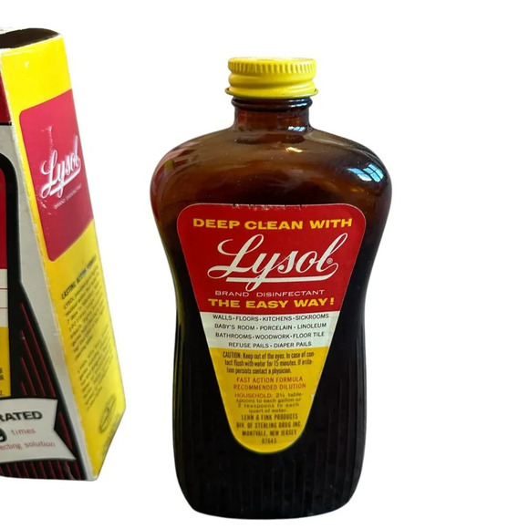 Lysol Disinfectant Cleaner Concentrated Vintage Glass Bottle Collectible w/ Box - Picture 5 of 9